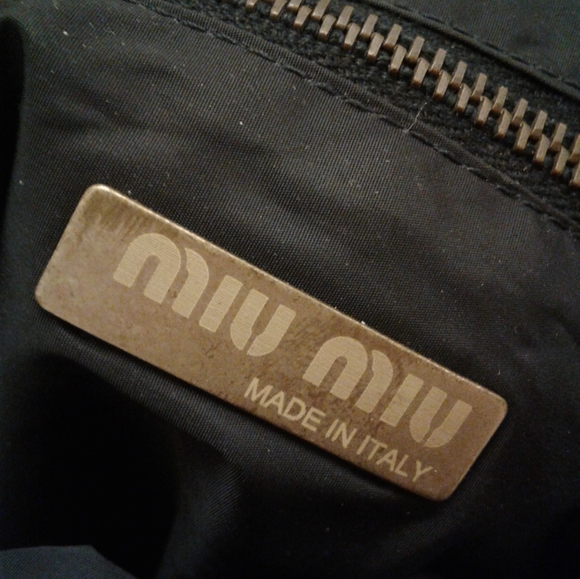 miu miu shoulder bag flower motif blue denim canvas tan leather tote hand-bag - Picture 5 of 11